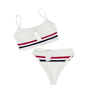 L* Space Wilson Ren White Bikini Set Womens L Large 2Pc Top High Waisted Bottom - Picture 1 of 11