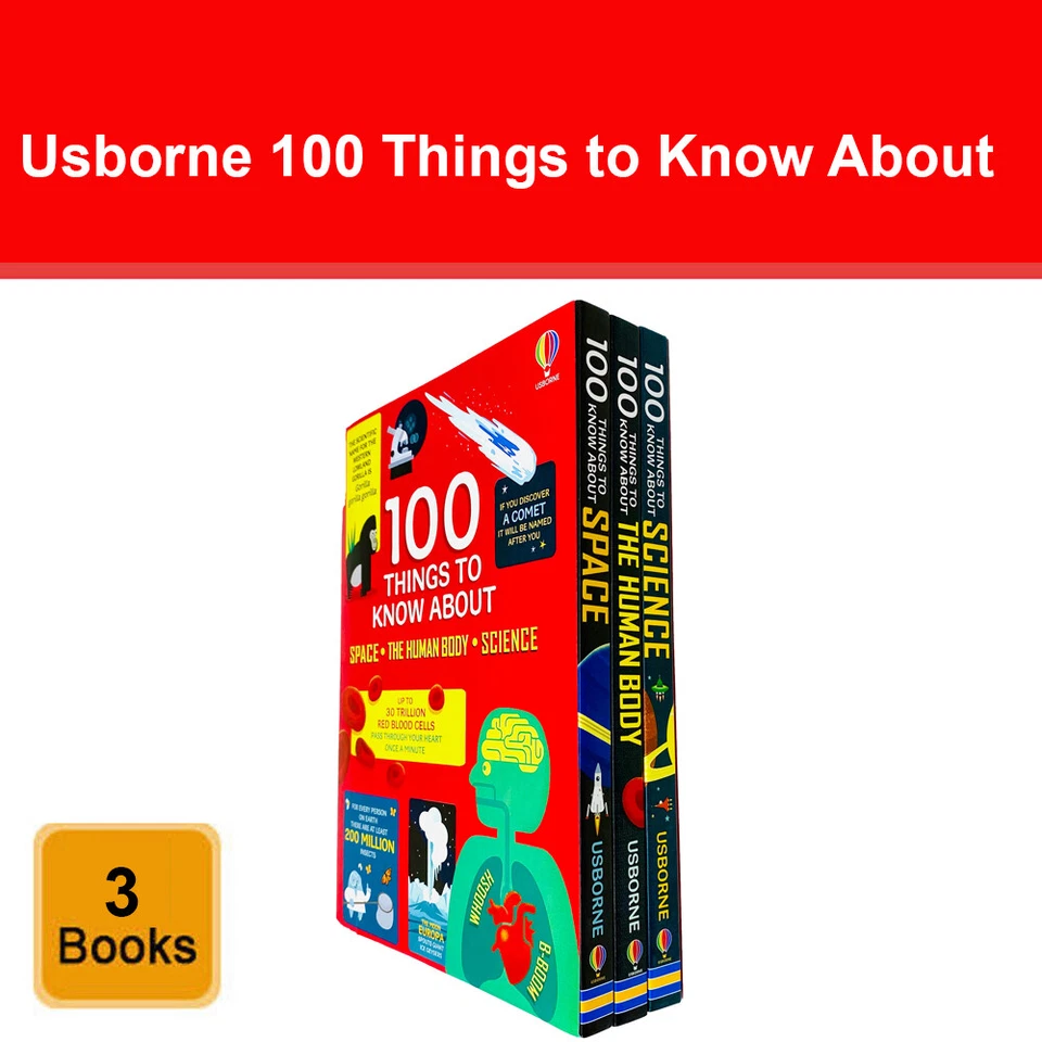 Usborne 100 Things to Know About 3 Books Collection Set Science Human Body Space