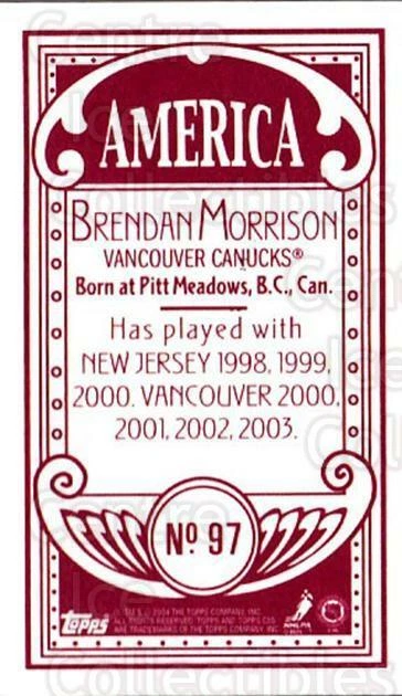 2003-04 Topps C55 Minis American Red #97 Brendan Morrison - Image 1 of 1