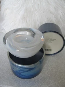 Kosta Boda Swedish Art Glass Swirl White & Blue Atoll Votive Bowl Candle Holder - Picture 1 of 19