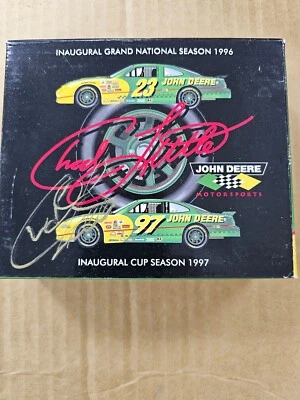1996 Revell John Deere Car Set 2 diecast Autographed Box by Chad Little in Gold - Image 1 of 2