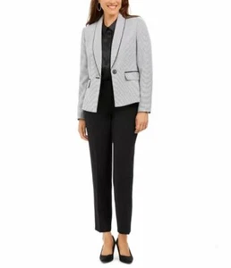 Le Suit Shawl-Collar Straight-Leg Pants Suit Ivory/Black - Picture 1 of 5