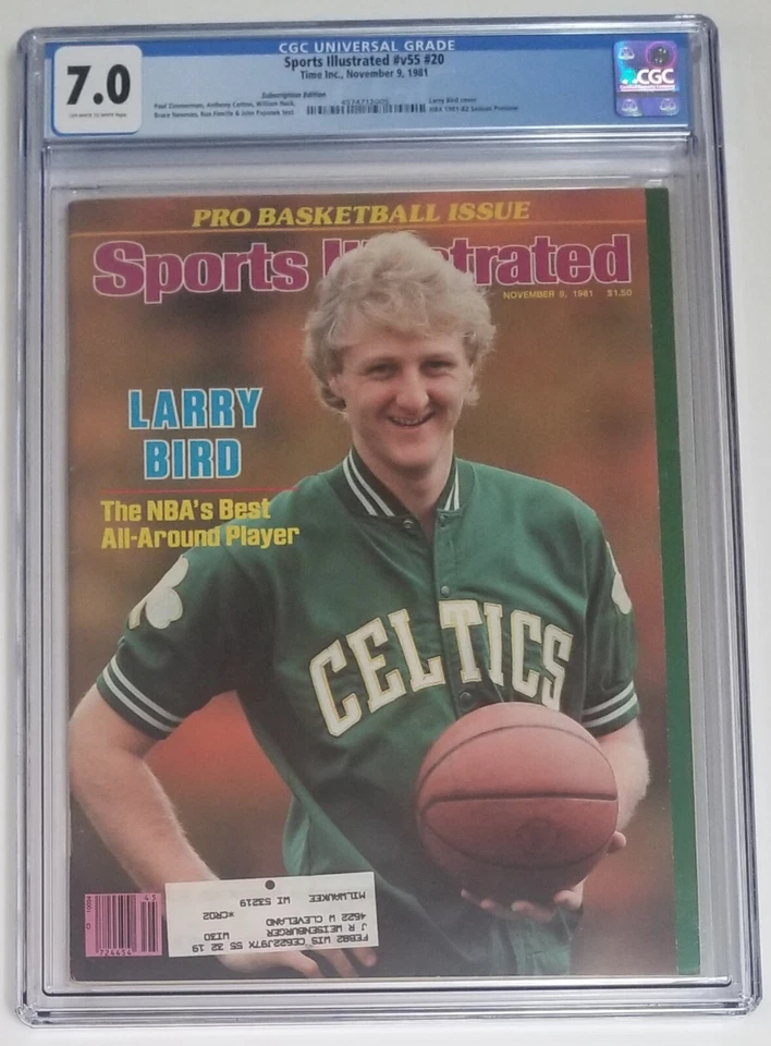 LARRY BIRD 1981 CGC GRADED 7.0 Sports Illustrated Nov 9 Subscription w/label - Image 1 of 4