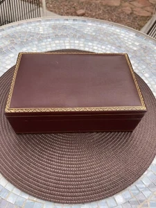 VINTAGE ITALY LEATHER DESKTOP CIGAR BOX HUMIDOR - Picture 1 of 9