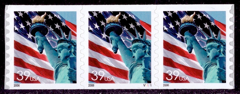 U.S. #3983 Flag and Statue of Liberty 39c (2006) PNC3 P#V1111 MNH - Image 1 of 1
