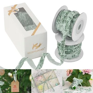 10 Yards Dusty Blue Velvet Ribbon 3/8" Crushed Christmas Gift Wreath Decor - Picture 1 of 9