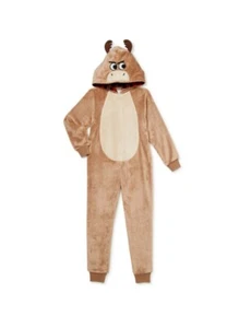 NWT Boys 10-12 Buffalo Pjs Moose Family Christmas Pajama Union Suit Hooded WARM - Picture 1 of 3