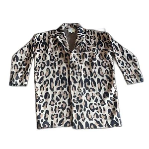 J.Crew x Demylee Women's Collared Animal Print Cardigan Sweater Black Tan Sz XS - Picture 1 of 6