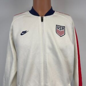 Nike USA Soccer Team Embroidered Fleece Full Zip Track Jacket White Size L