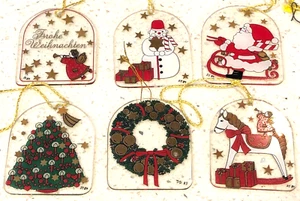 6 Vintage Glas Weihnachtsschmuck Santa ROBERT JACOBSEN DESIGN W. GERMANY - Bild 1 von 12