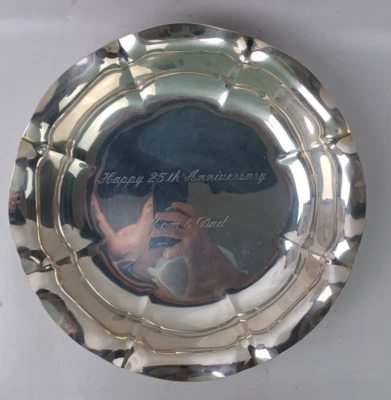 REED & BARTON 1950’s Salem 1606 festoneado cuenco para servir 10,5” 25 aniversario Foto 1 de 4