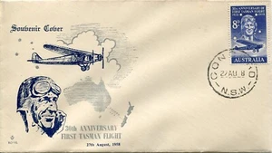 1958 30th Anniversary First Tasman Flight - Royal FDC Blue/Grey - Picture 1 of 2