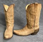 Old West Cowboy Boots Women's 9 Tan Leather Western Boots Lf1529 Round Toe Soft