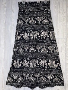 Agnes & Dora Maxi Skirt Elephant Print Women's Size Medium Black Stretch NEW NWT - Picture 1 of 9