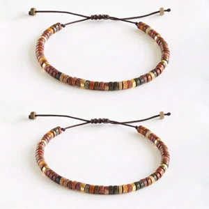 2PCS Picasso Jasper 4mm Round Beads Healing Balance Dainty Handmade Bracelet USA - Picture 1 of 5