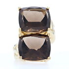 Sterling Silver Smoky Quartz Two-Stone Bypass Ring 925 Gold Plated 18.00ctw Sz10