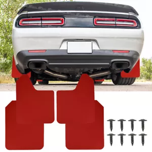 4Pcs For Dodge Challenger Red Front Rear Rally Mudflap Splash Guards Mudguards - Picture 1 of 7