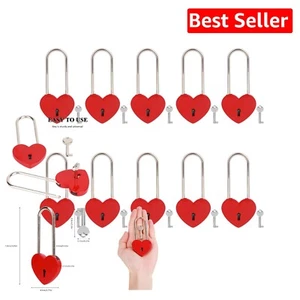 Cute 10 PCS Red Heart Locks with Keys - Stylish Security for Essentials - Picture 1 of 9