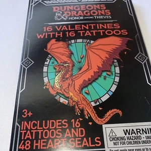 Dungeons Dragons Valentines Day Classroom Exchange Cards 16 Count with Tattoos - Picture 1 of 8