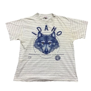 Vintage 1991 Real American Wolf Idaho T-Shirt USA Single Stitch XL - Bild 1 von 20