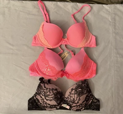 Lote De 3 Sujetador Victoria Secret 32B Muy Sexy Push-up, Demi, Sexy Little Thing Foto 1 de 4