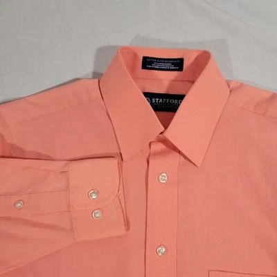 Camisa de vestir Stafford para hombre 14/14,5 32-33 naranja melocotón calce clásico Foto 1 de 4