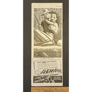 Vintage Print Ad Gem Razors and Blades Peter Arno Cartoon Fishing 1945 13.5x5.25 - Picture 1 of 2