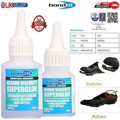 Botellas adhesivas cianoacrilato Bond It 20 g/50 g viscosidad media súper pegamento RGC