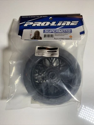 Pro-Line 1/4 Supermoto Motorcycle Rear Tire Mounted Black Wheel ProMoto MX NEW - Image 1 of 4