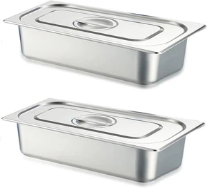 2er Pack 1/3 Größe Hotel Pfanne mit Deckel 3,6 Zoll Tief Edelstahl Dampftisch... - Bild 1 von 3