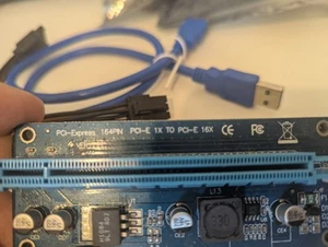 PCI-E 1X to 16X Riser Card with USB Cable & Power – Used - Picture 1 of 2