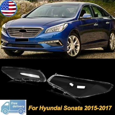 Pair Front Headlight Lampshade Lens Covers For Hyundai Sonata 2015 2016 2017 Foto 1 de 4