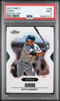Tarjeta refractor Topps Finest Ichiro Suzuki 2007 #105 *calificada PSA ¡Como nueva 9! Foto 1 de 2