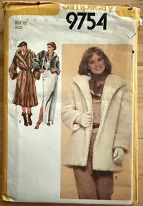 Vtg Simplicity 9754 Women's Coat Lined Jacket 3 Lengths Sew Pattern Sz 12 Fur - Picture 1 of 4