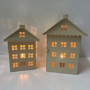 Juego de 2 candelabros de metal blanco para casa - decoración navideña escandinava de granja - Imagen 1 de 17