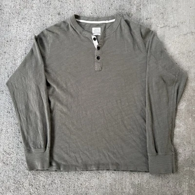 Rag Bone Standard Issue Henley Shirt Marled Knit Distressed Olive Green Size XL - Image 1 of 4