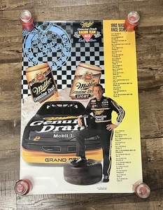 VTG Rusty Wallace Miller Genuine Draft Light Nascar Schedule Beer Poster Mint - Picture 1 of 2