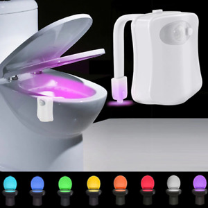 Bathroom Toilet Bowl LED Night Lights Lamp 8 Color Motion Activated Sensor Light