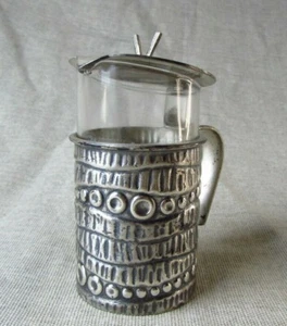 Small Vintage Glass & Metal Lidded Jug - Picture 1 of 10