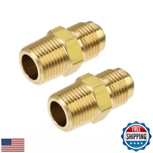 uxcell Brass Pipe fitting, 3/8 SAE Flare to 3/8NPT Male Thread, Tubing Adapte - Picture 1 of 4