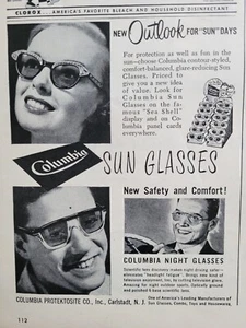 Gafas de sol Columbia Protektosite 1949 para hombre y mujer anuncio vintage - Imagen 1 de 1