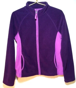 MERONA Full Zip Fleece Jacket Small S Fitted Purple Amethyst Color Block Pockets - Picture 1 of 7
