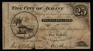 1862 25c SCARCE *THE CITY OF ALBANY* ANTIQUE OBSOLETE Note! FINE+/VERY FINE - Picture 1 of 2
