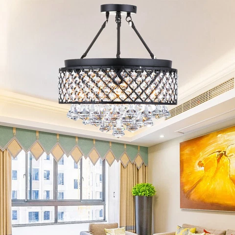 Crystal LED Chandelier Round Ceiling Light Pendant Lamp Modern Lighting Fixture Cover