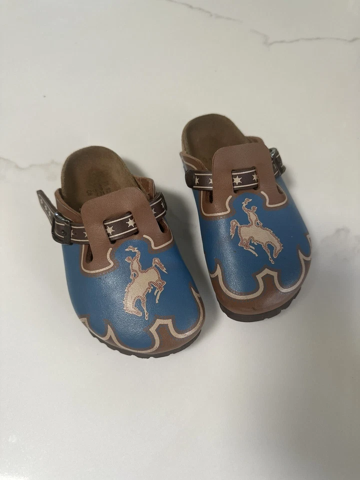 Zuecos Birkenstock Boston Vaquero Azul Vintage Años 90 Niños Talla C8 165 RARO Foto 1 de 4