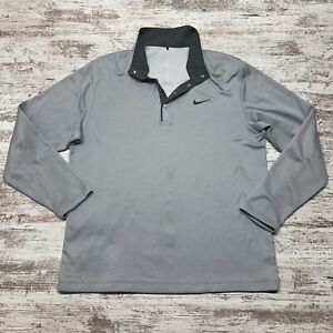 Nike Tiger Woods Sweatshirt Men Large Gray Long Sleeve 1/4 Snap Golf Wind Jacket