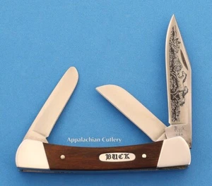 Buck Aurum Etch Bronco Pocket Knife Knives 1979 Original Case - Picture 1 of 5
