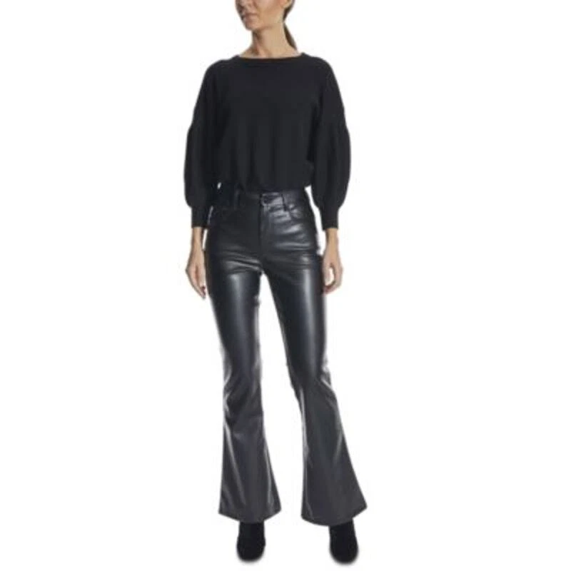 娃娃屋青少年素食皮革喇叭裤黑色,尺寸 3/4 — 第 1/1 张图片