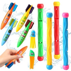 Dive Rings Pool Toys Adults 10 Pcs Kids Ages 4-8 Shark Torpedo Set Boys Girls - Picture 1 of 6