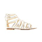 Stuart Weitznan Happyloops Open Toe Strap Sandals Gold Smooth Leather Size 38.5